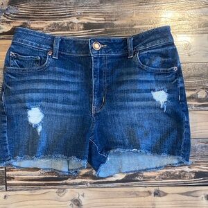 Maurices High Waist Distressed Denim Shorts - Blue